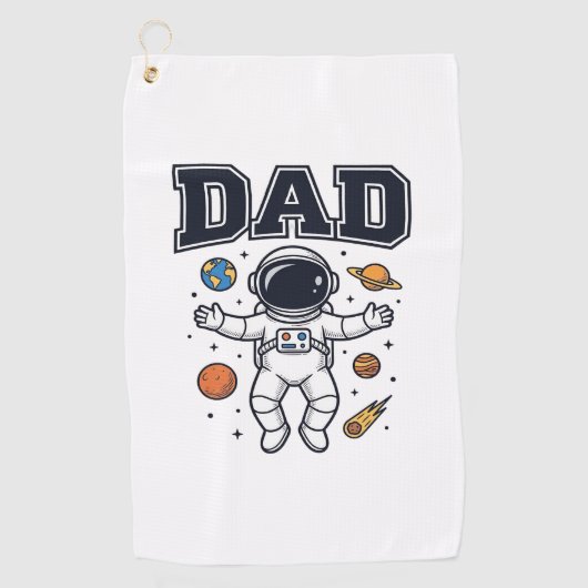 宇宙飛行士のパパ 宇宙ベクターTシャツ デザイン_1 ゴルフタオル (正面)