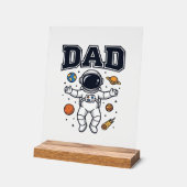 宇宙飛行士のパパ 幾何学デザインTシャツ_1 アクリルサイン (傾斜)