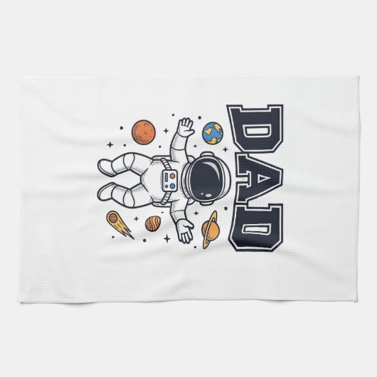 宇宙飛行士のパパ 幾何学デザインTシャツ_1 キッチンタオル (横)