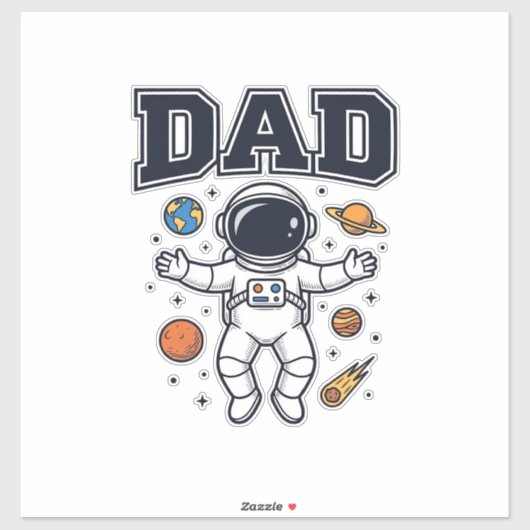 宇宙飛行士のパパ 幾何学デザインTシャツ_1 シール (シート)