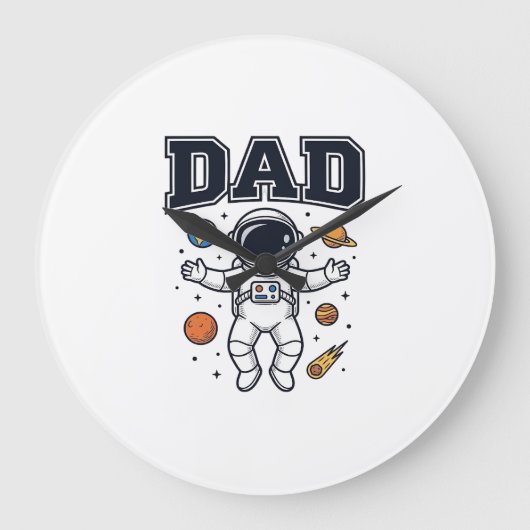 宇宙飛行士のパパ 幾何学デザインTシャツ_1 ラージ壁時計 (正面)
