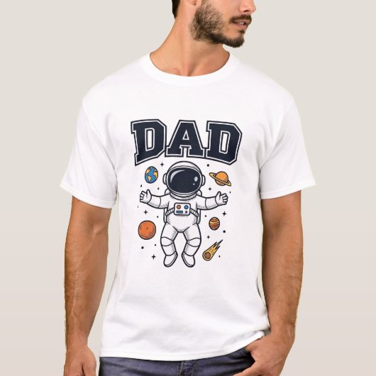 宇宙飛行士のパパ 幾何学デザインTシャツ_1 Tシャツ (正面)