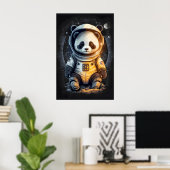 宇宙飛行士のパンダのイラスト ポスター (ホームオフィス)