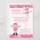 宇宙飛行士のピンクの星の第3誕生会 招待状 (正面)