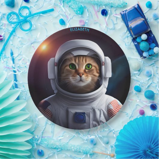 宇宙飛行士のファンタジーかわいい猫 ペーパープレート (パーティー)