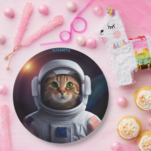 宇宙飛行士のファンタジーかわいい猫 ペーパープレート (パーティー)
