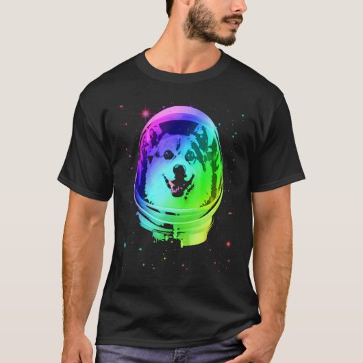 宇宙飛行士のヘルメットをかぶったコーギー Tシャツ (正面)