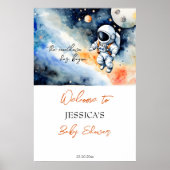 宇宙飛行士のベビーシャワー歓迎サイン ポスター (正面)