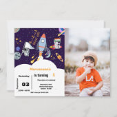 宇宙飛行士のボーイバースデー 招待状 (正面)