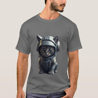 宇宙飛行士のユニフォームを着たかわいい猫 Tシャツ