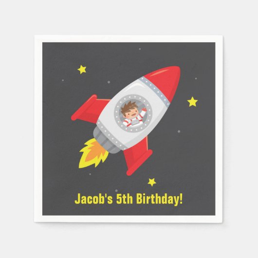宇宙飛行士のロケットの船の宇宙のパーティーはナプキンを供給します スタンダードカクテルナプキン (正面)