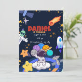 宇宙飛行士のロケットの誕生日招待状 招待状 (スタンド正面)