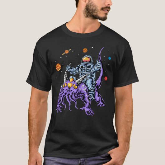 宇宙飛行士の乗馬エイリアン Tシャツ (正面)