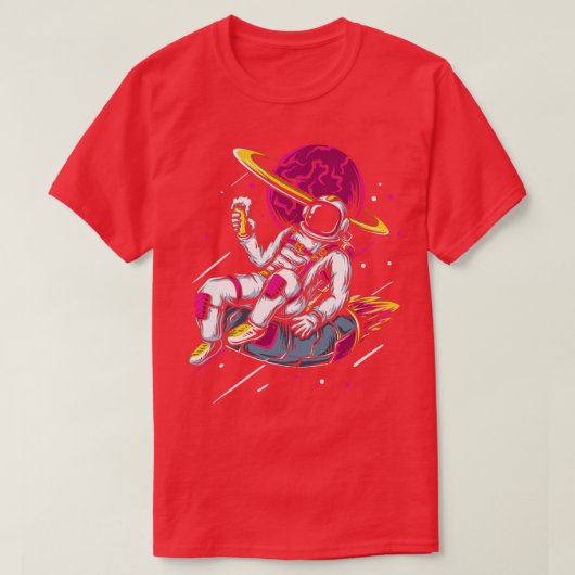 宇宙飛行士の内管飲用ラウンジ外空間 Tシャツ (デザイン正面)