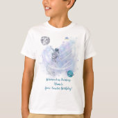 宇宙飛行士の冒険： [名前]の宇宙お祝い Tシャツ (正面)