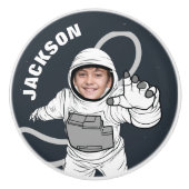 宇宙飛行士の写真パーソナライズされた セラミックノブ (正面)