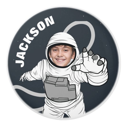 宇宙飛行士の写真パーソナライズされた セラミックノブ (正面)