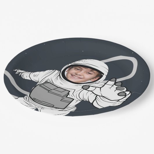 宇宙飛行士の写真誕生日 ペーパープレート (アングル)