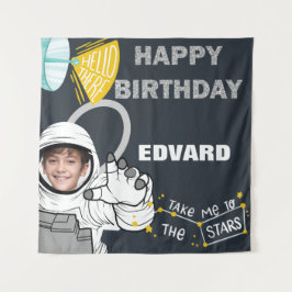 宇宙飛行士の写真 ハッピーバースデー タペストリー