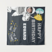 宇宙飛行士の写真 ハッピーバースデー タペストリー (正面(横))