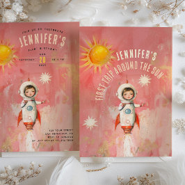 宇宙飛行士の初の太陽のまわりに誕生日 招待状