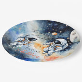 宇宙飛行士の双子の赤ちゃんシャワー ペーパープレート (アングル)