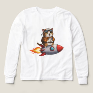 宇宙飛行士の可愛い猫 ロケットに乗る