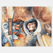 宇宙飛行士の名前とデザイン付き宇宙ブランケット フリースブランケット (正面(横))