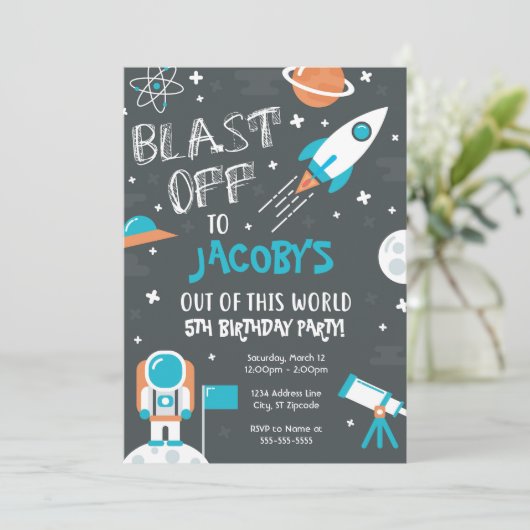 宇宙飛行士の外宇宙パーティー招待状 招待状 (スタンド正面)