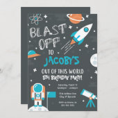 宇宙飛行士の外宇宙パーティー招待状 招待状 (正面/裏面)