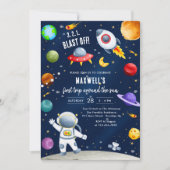 宇宙飛行士の太陽一周記念1歳の誕生日 招待状 (正面)