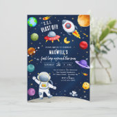 宇宙飛行士の太陽一周記念1歳の誕生日 招待状 (スタンド正面)