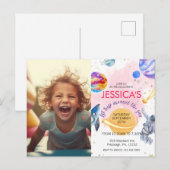 宇宙飛行士の女の子 ロケット 惑星 宇宙 ポストカード (正面/裏面)