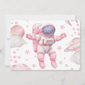 宇宙飛行士の女の子 写真 1歳の誕生日招待状 招待状 (裏面)