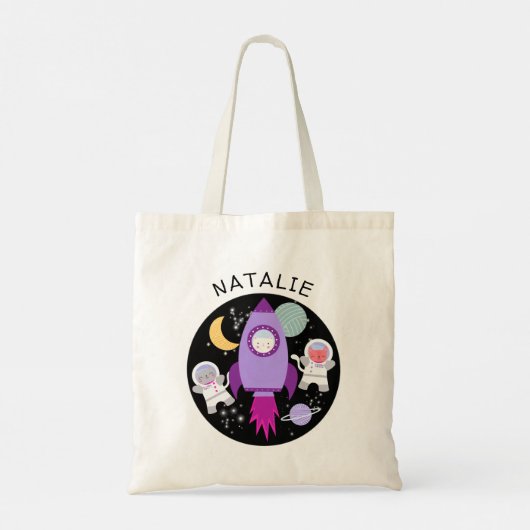 宇宙飛行士の女子パーソナライズされた宇宙飛行士 トートバッグ (裏面)