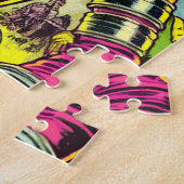 宇宙飛行士の女性ヴィンテージSci-Fi漫画 ジグソーパズル (側面)