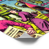 宇宙飛行士の女性ヴィンテージSci-Fi漫画 ポスター (角)