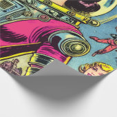 宇宙飛行士の女性ヴィンテージSci-Fi漫画 ラッピングペーパー (角)