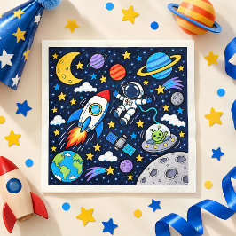 宇宙飛行士の子供たちの誕生日パーティ 銀河 スタンダードカクテルナプキン