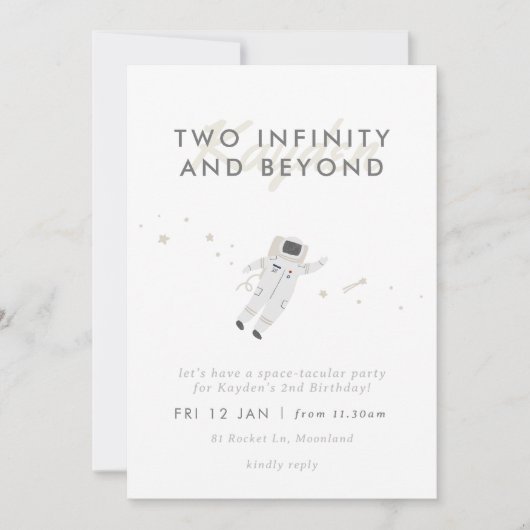 宇宙飛行士の子供のスペース2歳誕生日パーティーの招待状 招待状 (正面)