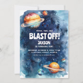 宇宙飛行士の子供の誕生日パーティーの招待状 招待状 (正面)