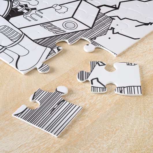 宇宙飛行士の子犬との着色宇宙 ジグソーパズル (側面)