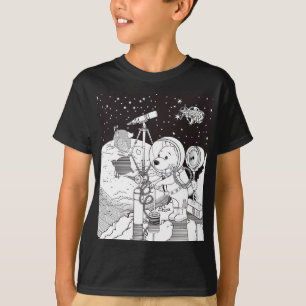 宇宙飛行士の子犬との着色宇宙 Tシャツ