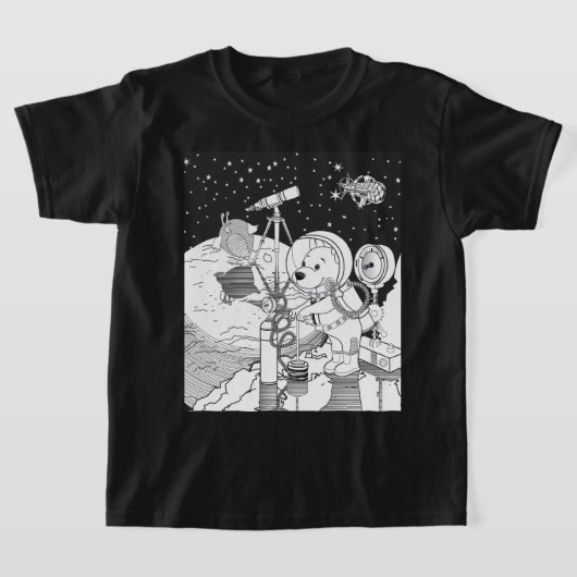 宇宙飛行士の子犬との着色宇宙 Tシャツ (レイダウン)