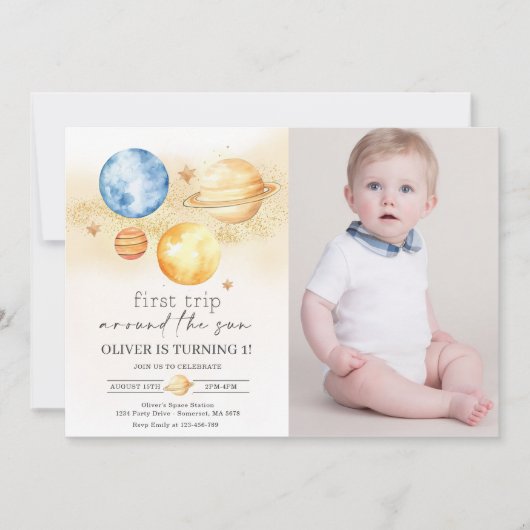 宇宙飛行士の宇宙が太陽のまわりにの写真を最初に旅 招待状 (正面)