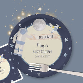 宇宙飛行士の宇宙それは男の子の赤ちゃんシャワーである ペーパープレート