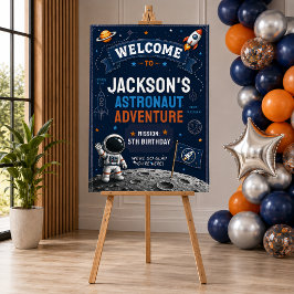 宇宙飛行士の宇宙の子供たちの誕生日ウェルカムサイン ポスター