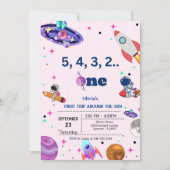 宇宙飛行士の宇宙の最初ののまわりに旅は太陽の誕生日 招待状 (正面)