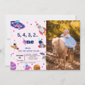 宇宙飛行士の宇宙の最初ののまわりに旅は太陽の誕生日 招待状 (正面)