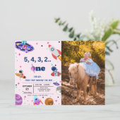 宇宙飛行士の宇宙の最初ののまわりに旅は太陽の誕生日 招待状 (スタンド正面)